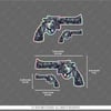 HLG82 Hologram Gangsta Motifli Pistol Etiketi Simetrik Dörtlü Set