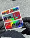 HLGBT07 Hologram AB Rh Pozitif (+) Kan Grubu Etiket Seti