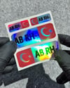 HLGBT08 Hologram AB Rh Negatif (-) Kan Grubu Etiket Seti