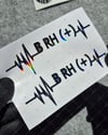 HLGBT45 Hologram Kalp Ritmi Desenli B Rh Pozitif (+) Kan Grubu Etiketi 2 li Set
