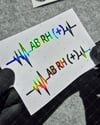 HLGBT47 Hologram Kalp Ritmi Desenli AB Rh Pozitif (+) Kan Grubu Etiketi 2 li Set