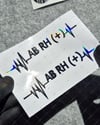 HLGBT47 Hologram Kalp Ritmi Desenli AB Rh Pozitif (+) Kan Grubu Etiketi 2 li Set