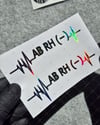HLGBT48 Hologram Kalp Ritmi Desenli AB Rh Negatif (-) Kan Grubu Etiketi 2 li Set
