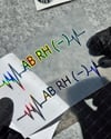 HLGBT48 Hologram Kalp Ritmi Desenli AB Rh Negatif (-) Kan Grubu Etiketi 2 li Set