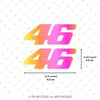 LMT13 Turuncu Pembe Renk Geçişli Özel Seri 46 Numara Sticker 2li Set
