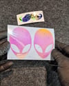 LMT13 Turuncu Pembe Renk Geçişli Özel Seri Uzaylı Stickerı 2li Set