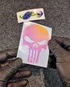 LMT14 Turuncu Pembe Renk Geçişli Özel Seri Kurukafa Stickerı