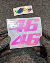 LMT15 Turuncu Pembe Renk Geçişli Özel Seri 46 Numara Sticker 2li Set