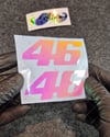 LMT15 Turuncu Pembe Renk Geçişli Özel Seri 46 Numara Sticker 2li Set