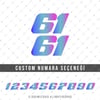 LMT44 Numara Seçenekli Mavi Mor Renk Geçişli 2li Set Numara Stickerı