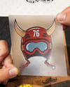 MSL32 Boynuzlu Kirmizi Vintage Kask Etiketi