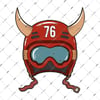 MSL32 Boynuzlu Kirmizi Vintage Kask Etiketi