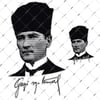 RFHLM106 Ozel Seri - Cizgi Calismali Reflektif Gazi Mustafa Kemal Etiketi - Buyuk Boy