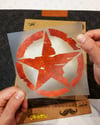 RFHLM167  Reflektif Eskitilmis Desenli Asker Yildizi - Kan Kirmizi