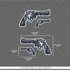 RFHLM278 Reflektif Gengsta Motifli Pistol Etiketi Simetrik Dörtlü Set