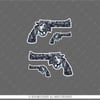 RFHLM278 Reflektif Gengsta Motifli Pistol Etiketi Simetrik Dörtlü Set
