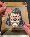SKL5 Cicek Gozlu Sugar Skull Kurukafa Etiketi