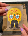 SKL9 Biyikli Sugar Skull Kurukafa Etiketi