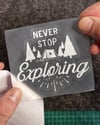 TWT12 Beyaz Eskiz Çalışma Keşfetmeyi Bırakma Yazılı Etiket Şeffaf Sticker