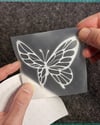 TWT13 Beyaz Çizgi Çalışma Kelebek Etiketi Şeffaf Sticker