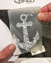 TWT22 Beyaz Martı Desenli Çapa Etiketi Şeffaf Sticker