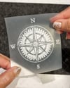 TWT8 Beyaz Eskiz Çalışma Pusula Etiketi Şeffaf Sticker