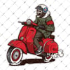VSP25 Kirmizi Scooterli Kurukafa Etiketi
