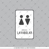 WC20 Lavabolar Yazili Tuvalet Simgesi Etiketi