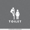 WC28 Detayli Kesim Unisex Tuvalet Simgesi Etiketi