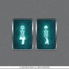 WC31 Yesil Neon Efektli Bay Bayan Tuvalet Simgesi Seti