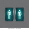 WC33 Yesil Neon Efektli Bay Bayan Tuvalet Simgesi Seti