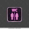 WC35 Mor Neon Efektli Unisex Tuvalet Simgesi Etiketi