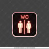 WC36 Kirmizi Neon Efektli Unisex Tuvalet Simgesi Etiketi