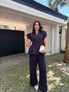 dantel detaylı ceket takım lacivert   