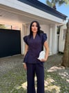 dantel detaylı ceket takım lacivert   