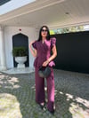 dantel detaylı ceket takım mürdüm   