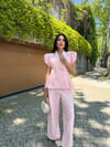 dantel detaylı ceket takım pembe 