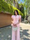 dantel detaylı ceket takım pembe 