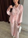 Deniz Kabuğu Düğmeli İkili Takım Pembe