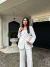 ip kemerli keten takım beyaz