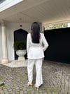 ip kemerli keten takım beyaz