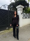 kol ve etek dantelli ceket takım siyah