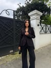 kol ve etek dantelli ceket takım siyah
