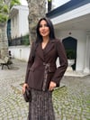 pileli etekli ceket takım kahve 