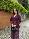 pileli etekli ceket takım mürdüm 