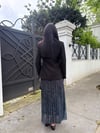 pileli etekli ceket takım siyah 