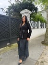pileli etekli ceket takım siyah 
