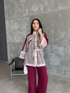 pullu düğmeli ikili takım bordo