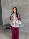 pullu düğmeli ikili takım bordo