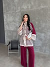 pullu düğmeli ikili takım bordo